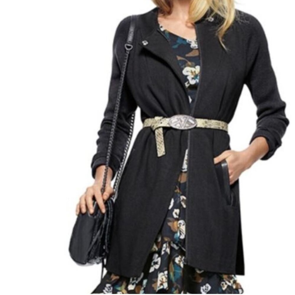 CABI #3351 Black Tailor Soft Shell Zipper Car Coat Size XL